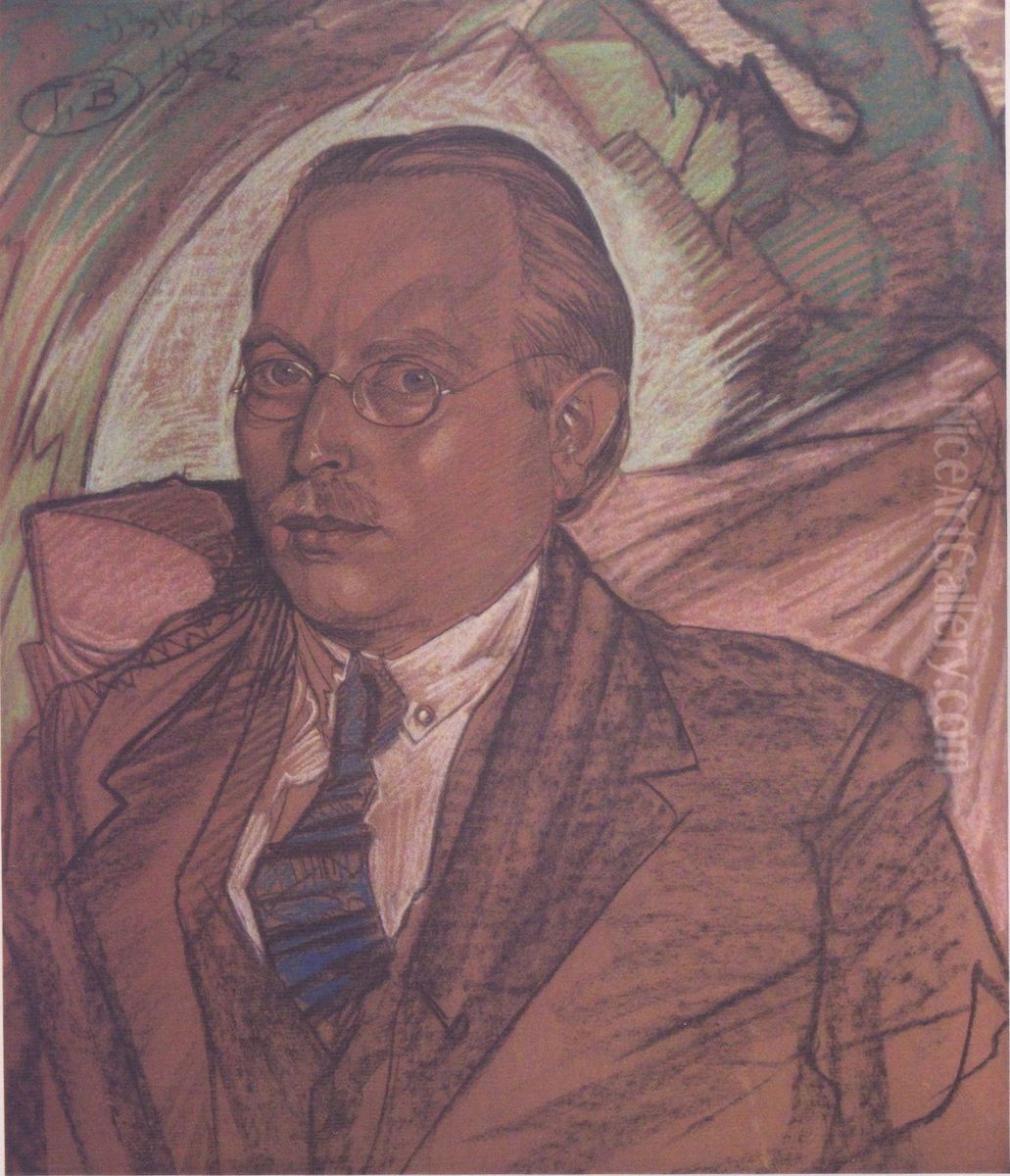 Portrait of a Man with Glasses Oil Painting by Stanislaw Ignacy Witkiewicz (Witkacy)
