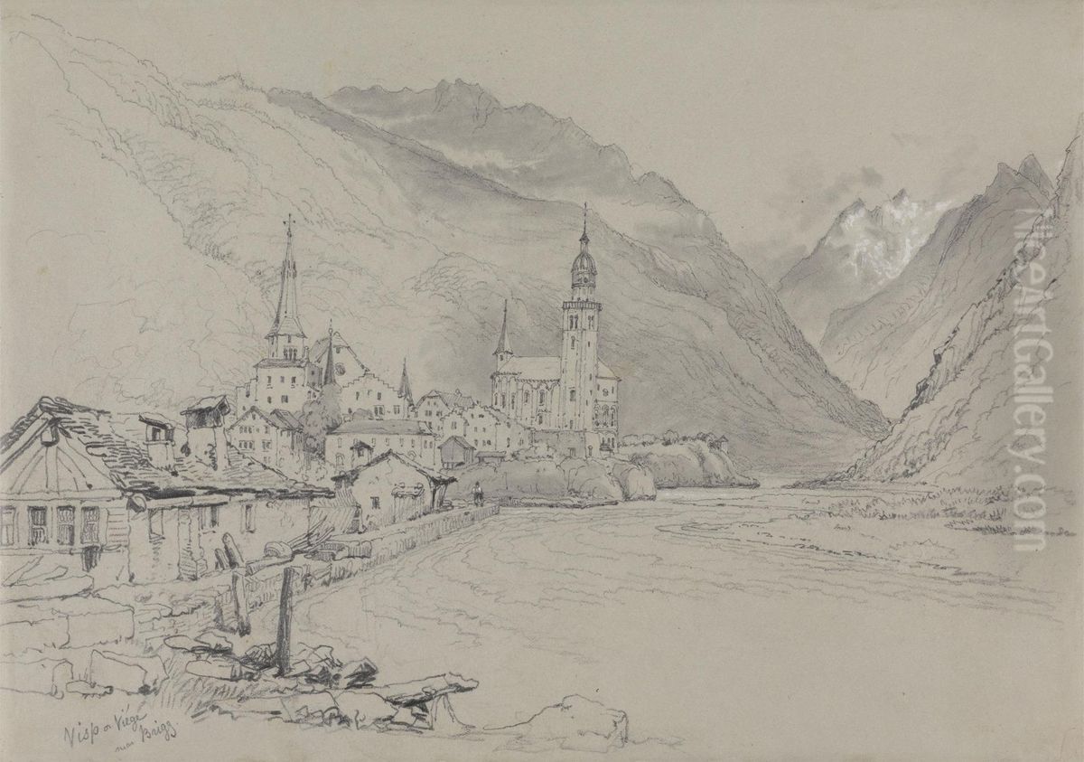 Visp or Viege, near Brig Oil Painting by Samuel Prout