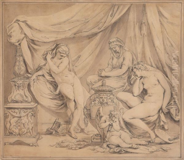 Design for a Monument to the Memory of Michaelangelo Oil Painting by Giovanni Batista Cipriani