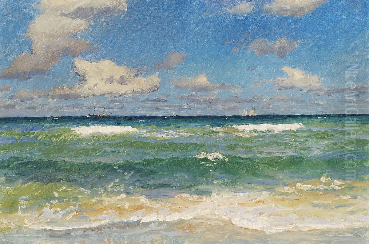 A breezy day in June at Skagen, Denmark. Oil Painting by Laurits Tuxen