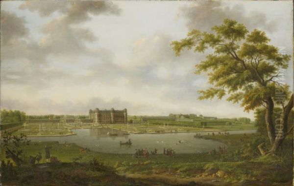Chantilly en 1781, vue prise du Vertugadin Oil Painting by Hendrik-Frans De Cort