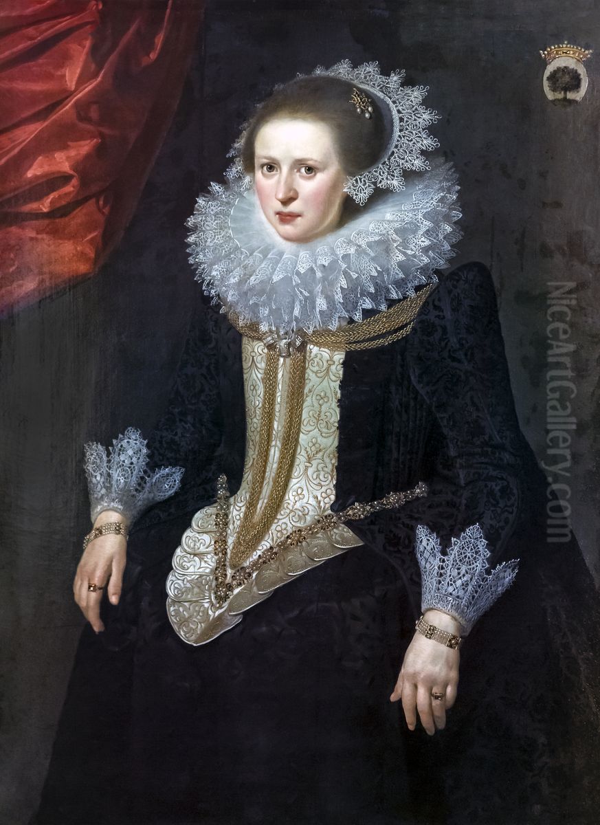 Portrait of Mevrouw van schurman Oil Painting by Paulus Moreelse
