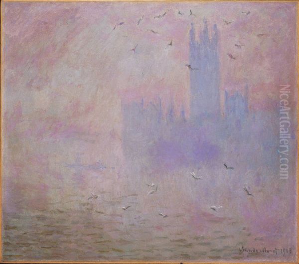The Houses of Parliament, Seagulls Oil Painting by Claude Oscar Monet
