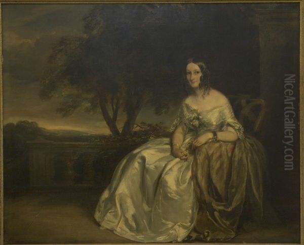 Jane Wolley nee Coape Oil Painting by Francis Grant