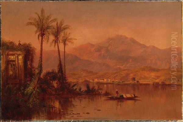 South American Scene (Vespers, Guayaquil River, Ecuador) Oil Painting by Louis Remy Mignot