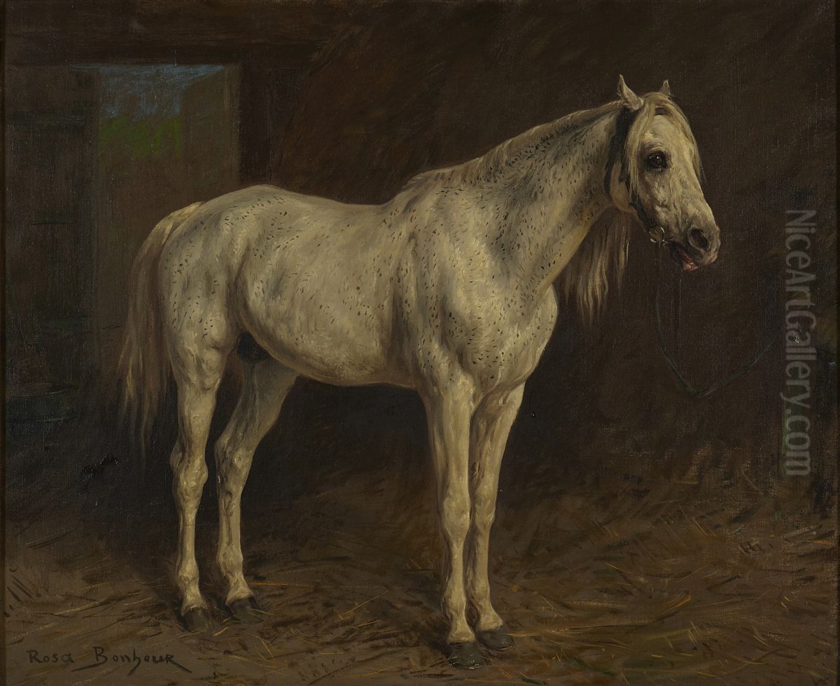 White Horse Oil Painting by Rosa Bonheur