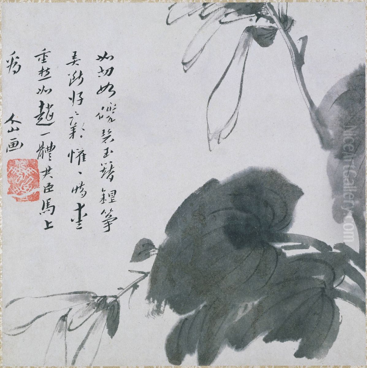 Spray of Tuberose (Spray of Fuchia) Oil Painting by Bada Shanren
