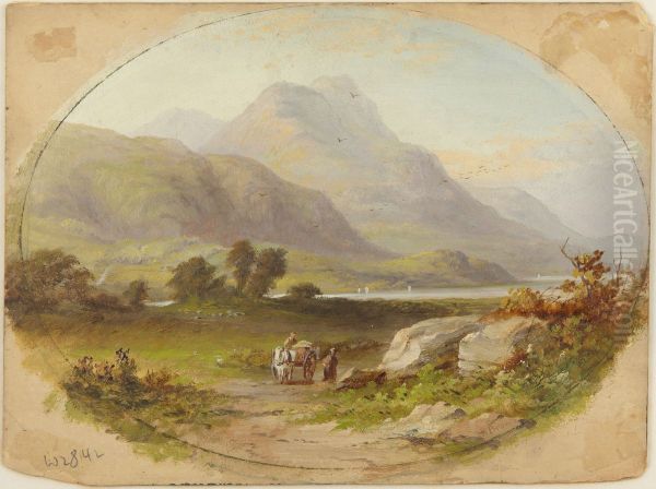 Mountainous Landscape Oil Painting by Branwell Bronte