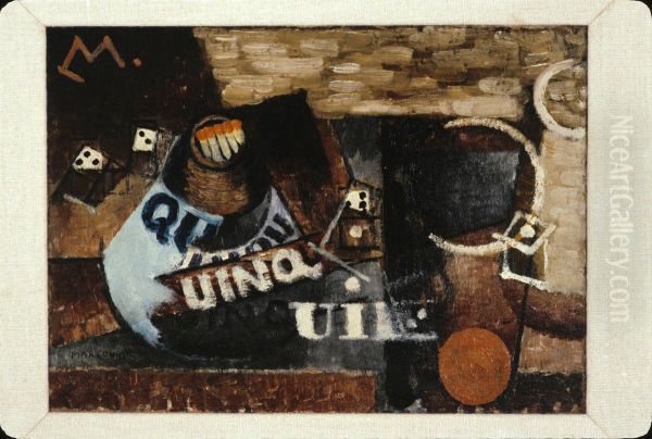 Still Life with Matches (Le Pyrogene Quinquina) Oil Painting by Louis Marcoussis