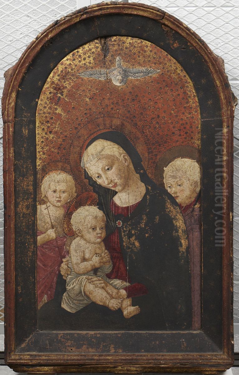 Madonna and Child, Saint John, and Angel Oil Painting by Pier Francesco Fiorentino