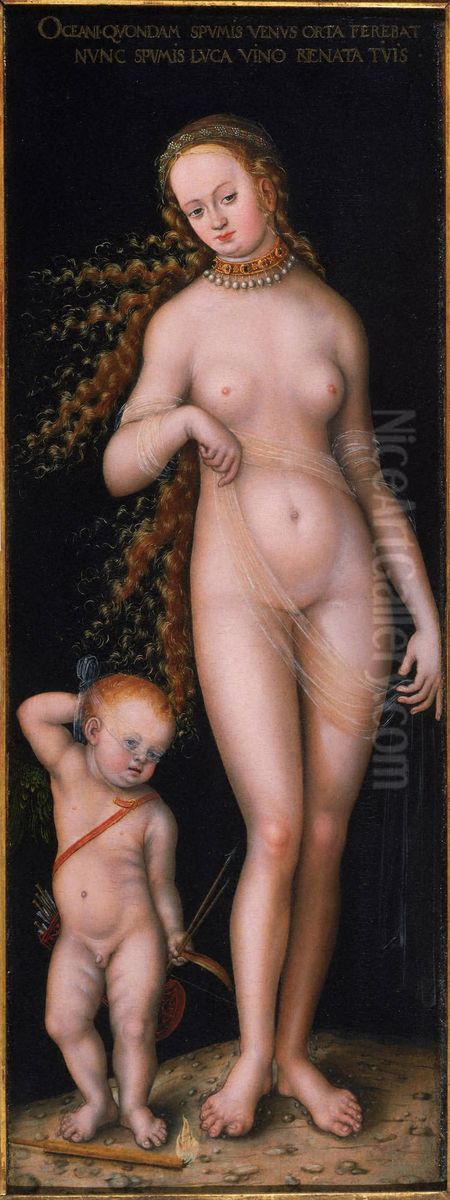 Venus en Amor Oil Painting by Lucas Cranach the Elder