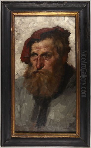 Study of a Man's Head Oil Painting by Wilhelm Lindenschmit the Younger