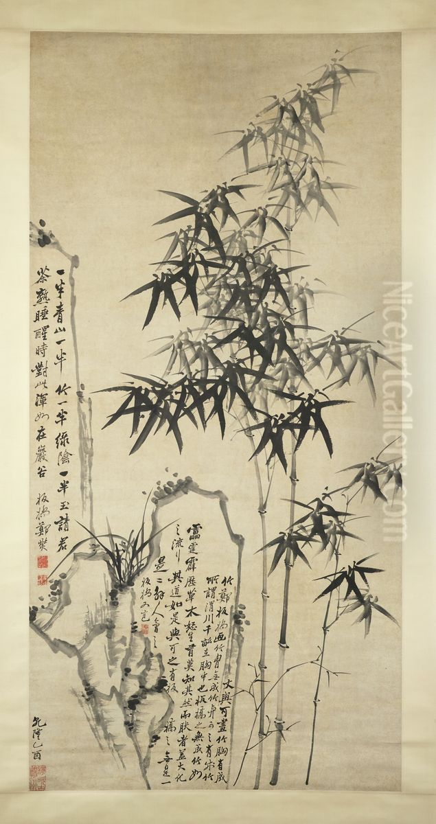 Bamboo, Orchids, and Rocks Oil Painting by Zheng Xie