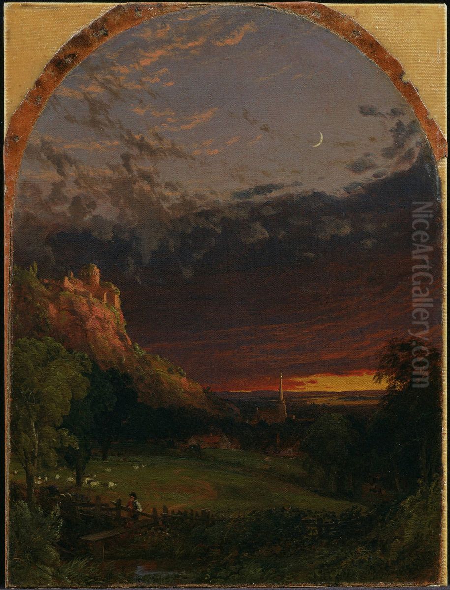 Evening Oil Painting by Jasper Francis Cropsey