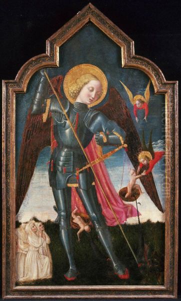 Saint Michael Weighing Souls Oil Painting by Niccolo di Liberatore