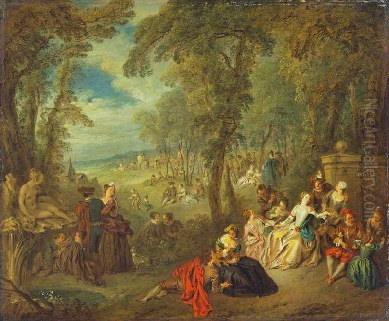 Fete in a Park Oil Painting by Jean-Baptiste Pater