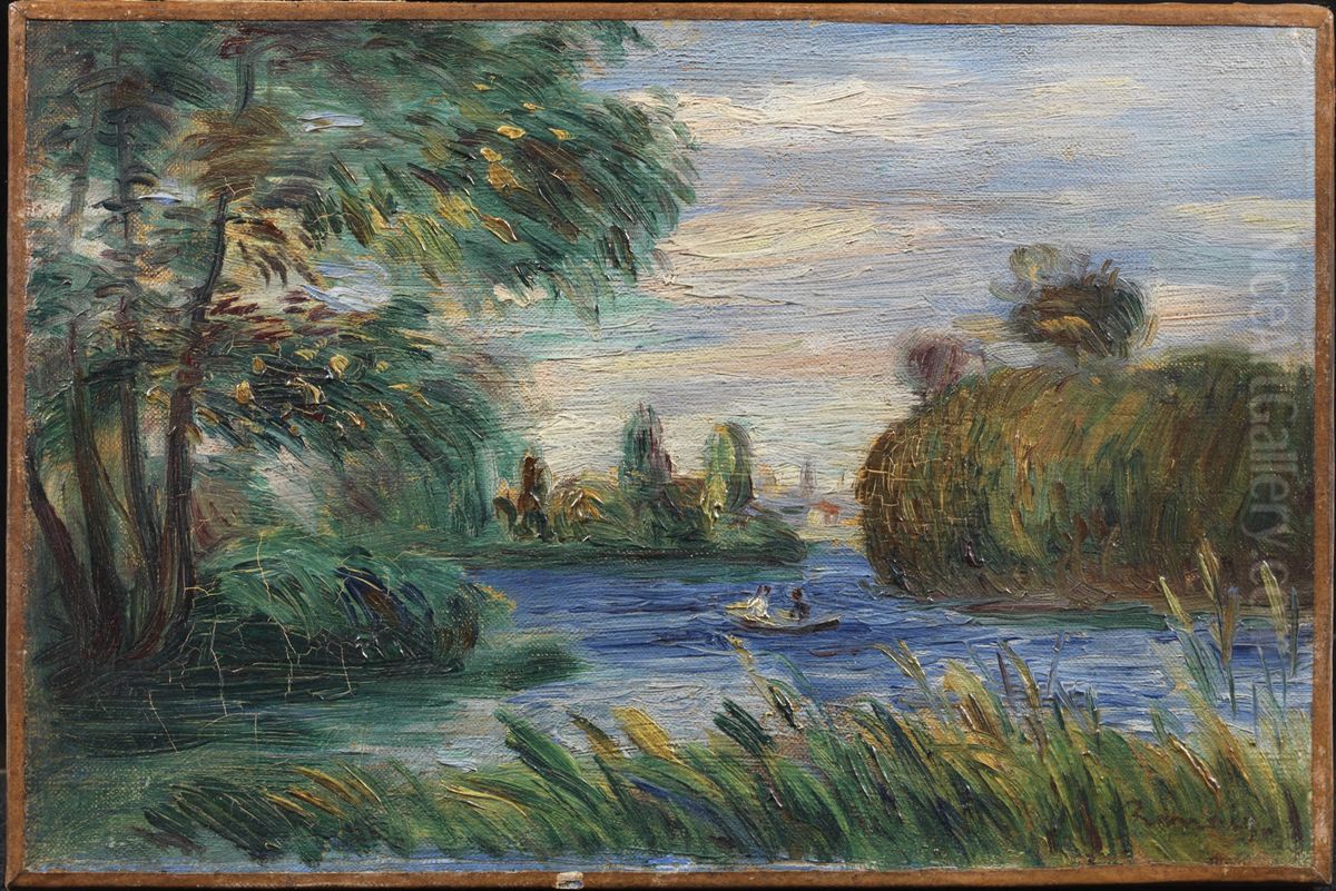 River Landscape Oil Painting by Pierre Auguste Renoir