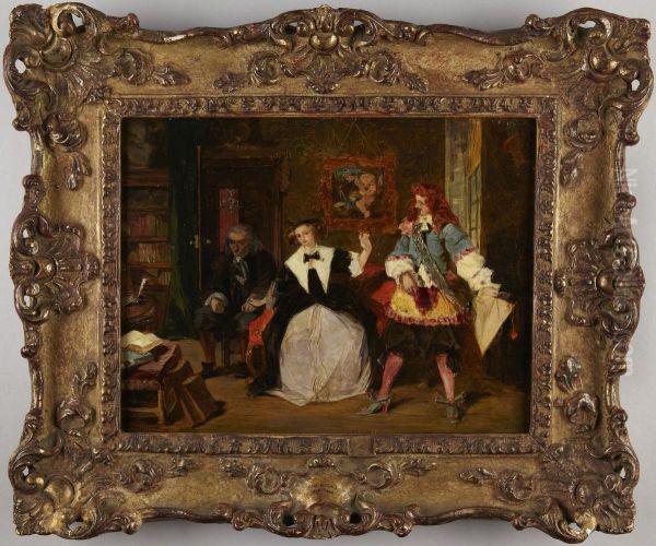 Madame de Maintenon and Scarron Oil Painting by Augustus Egg