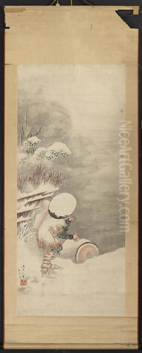 Winter Scene Oil Painting by Katsushika Hokusai