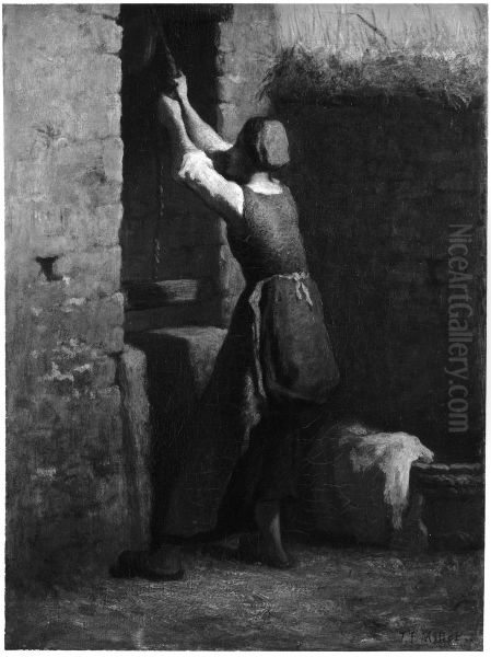 Woman at Well Oil Painting by Jean-Francois Millet