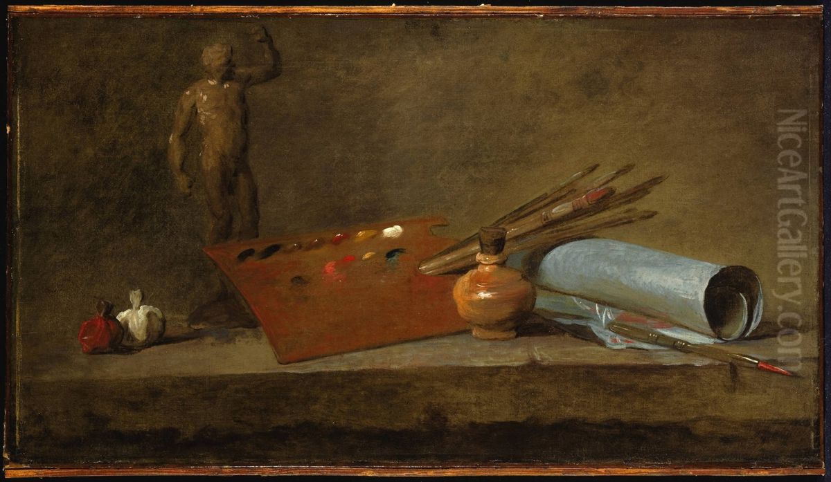 Attributes of the Painter Oil Painting by Jean-Baptiste-Simeon Chardin