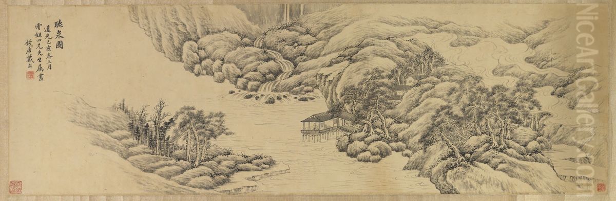 Listening to a Stream (Ting quan tu ting quan tu) Oil Painting by Dai Xi