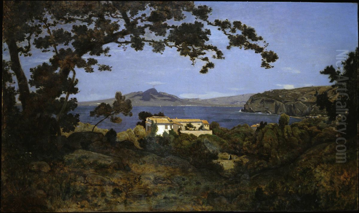 Bay of Naples Oil Painting by Henri Harpignies