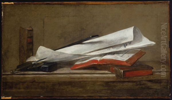Attributes of the Architect Oil Painting by Jean-Baptiste-Simeon Chardin