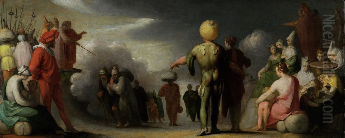 Israelites Crossing the Red Sea Oil Painting by Cornelis van Haarlem