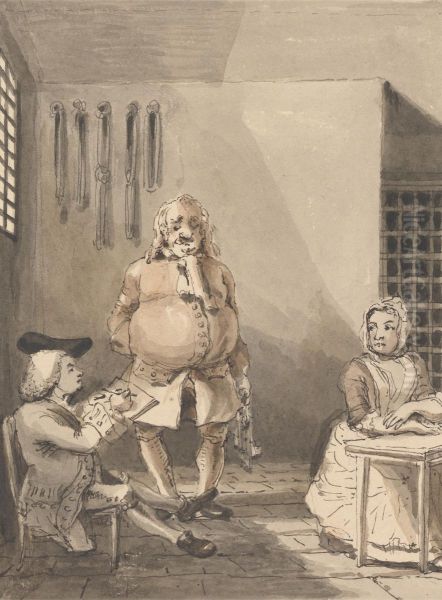 Hogarth Drawing Sarah Malcolm Oil Painting by John Thomas Smith