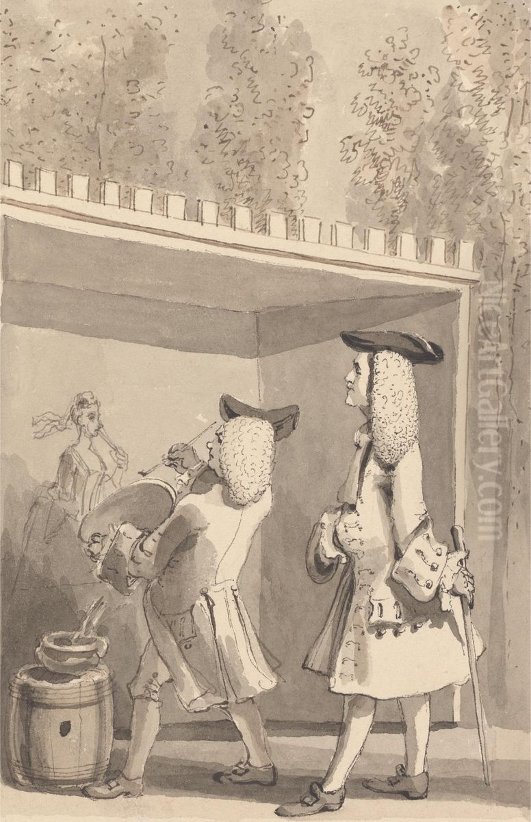 Hogarth Painting in Vauxhall Gardens in the Presence of Jonathan Tyers Oil Painting by John Thomas Smith