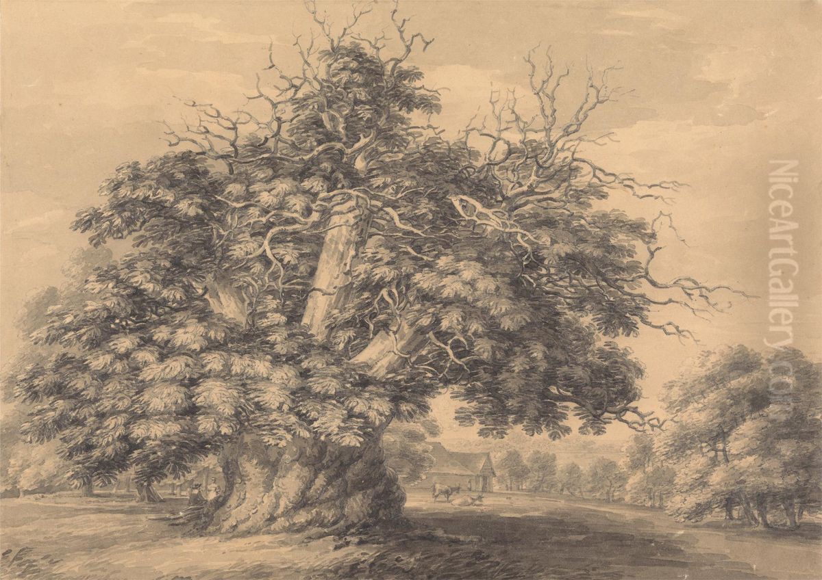 The Chestnut Tree at Little Wymondley, Hertfordshire Oil Painting by Thomas Hearne