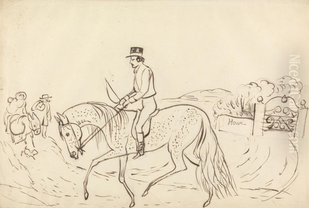 Scene with Horse and Rider Oil Painting by James Howe