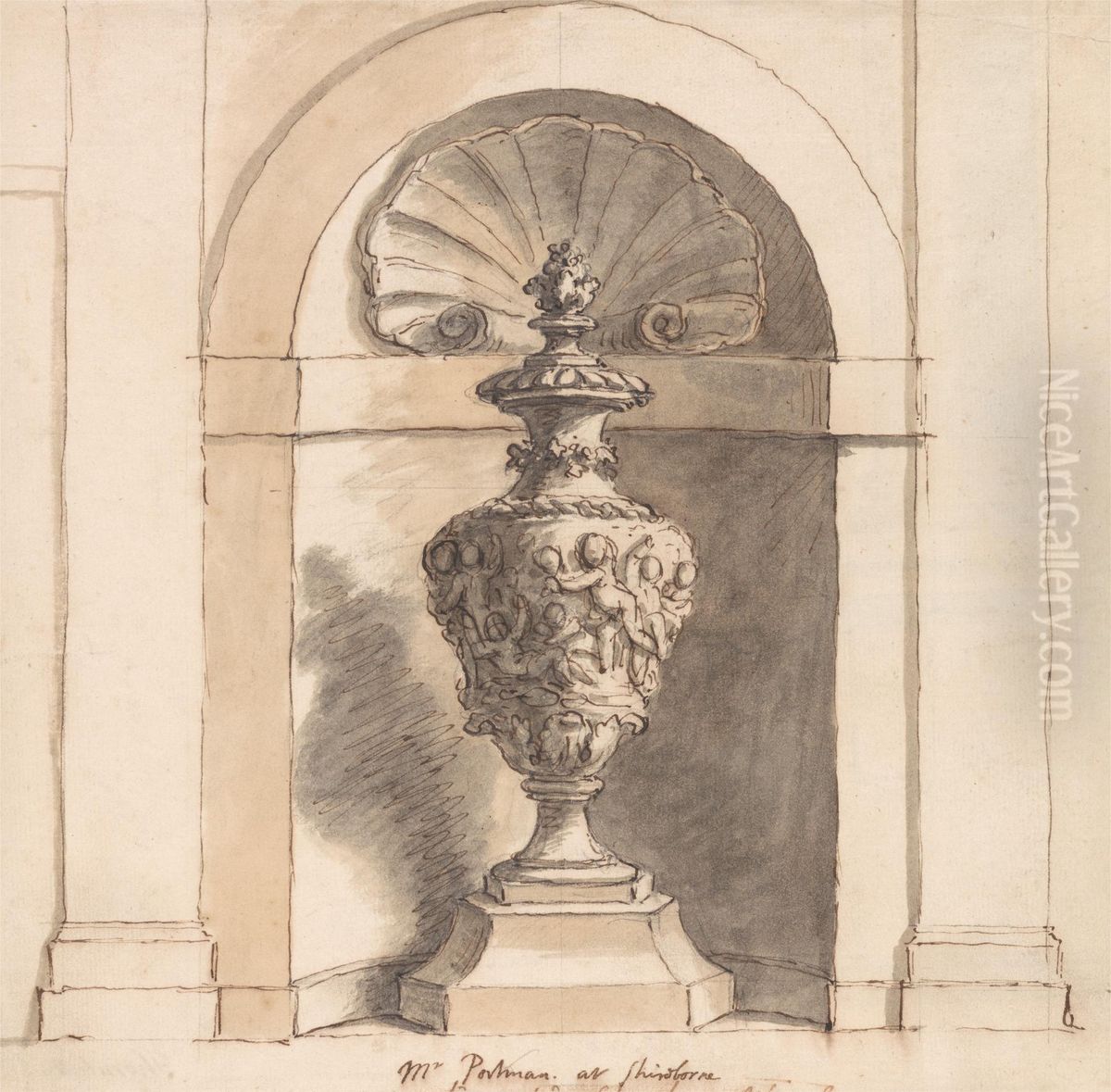 A Niche for Mr. Portman's House at Sherborne Oil Painting by James Thornhill
