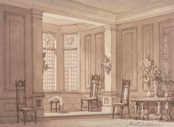 Hall in a Gothic Mansion Oil Painting by Cockburn, James Pattison