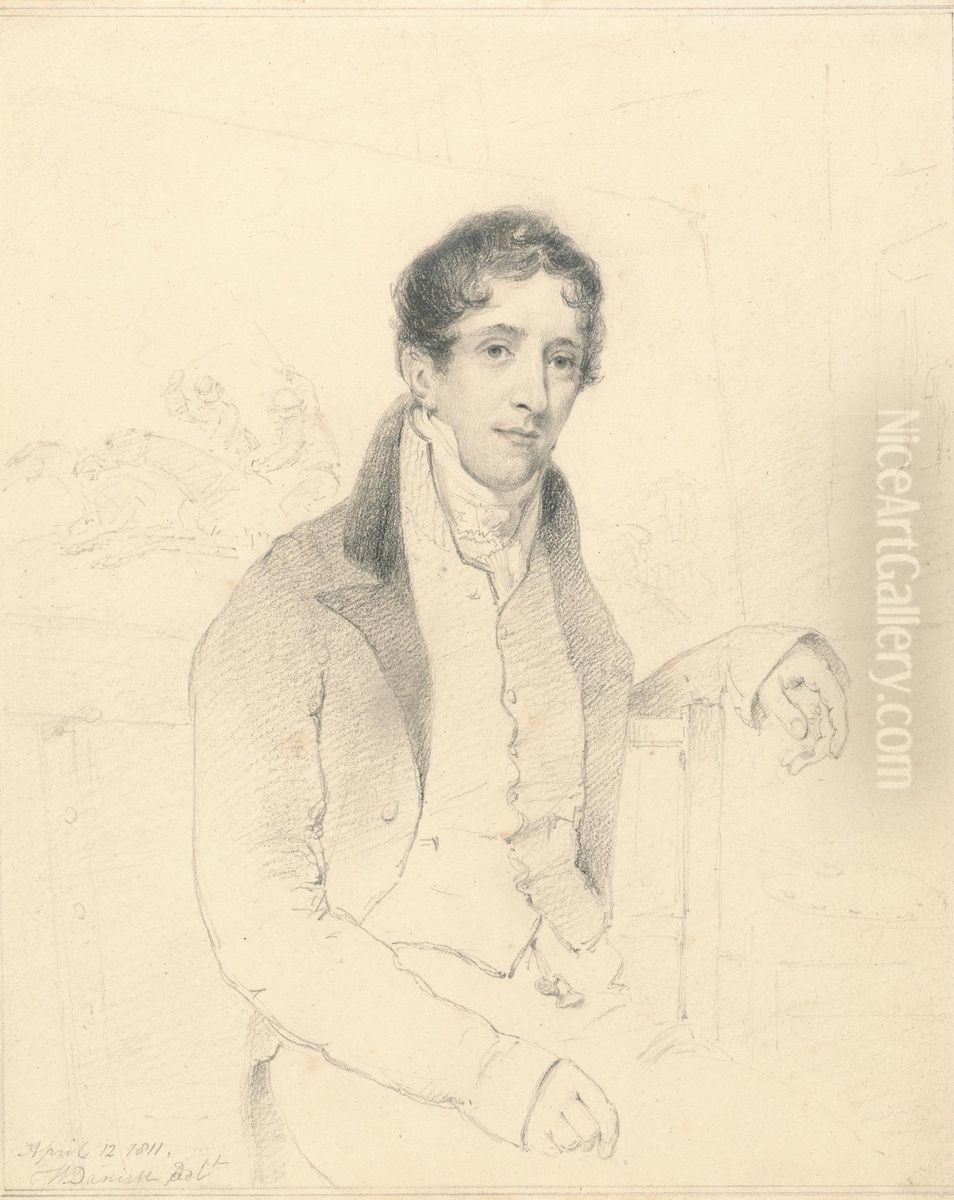 Portrait of a Sporting Artist, Possibly W. B. Daniell Oil Painting by William Daniell RA