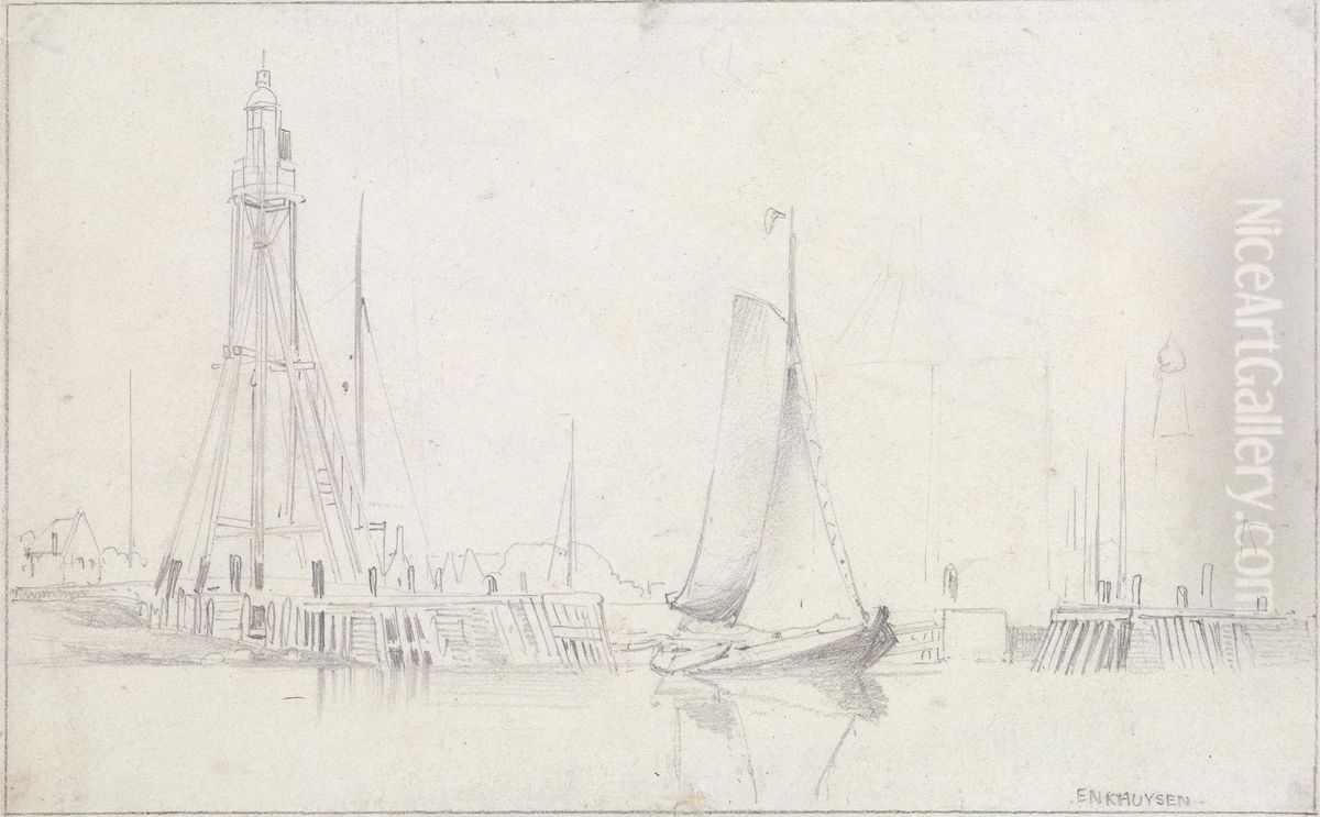 Enkhuysen Oil Painting by Edward William Cooke