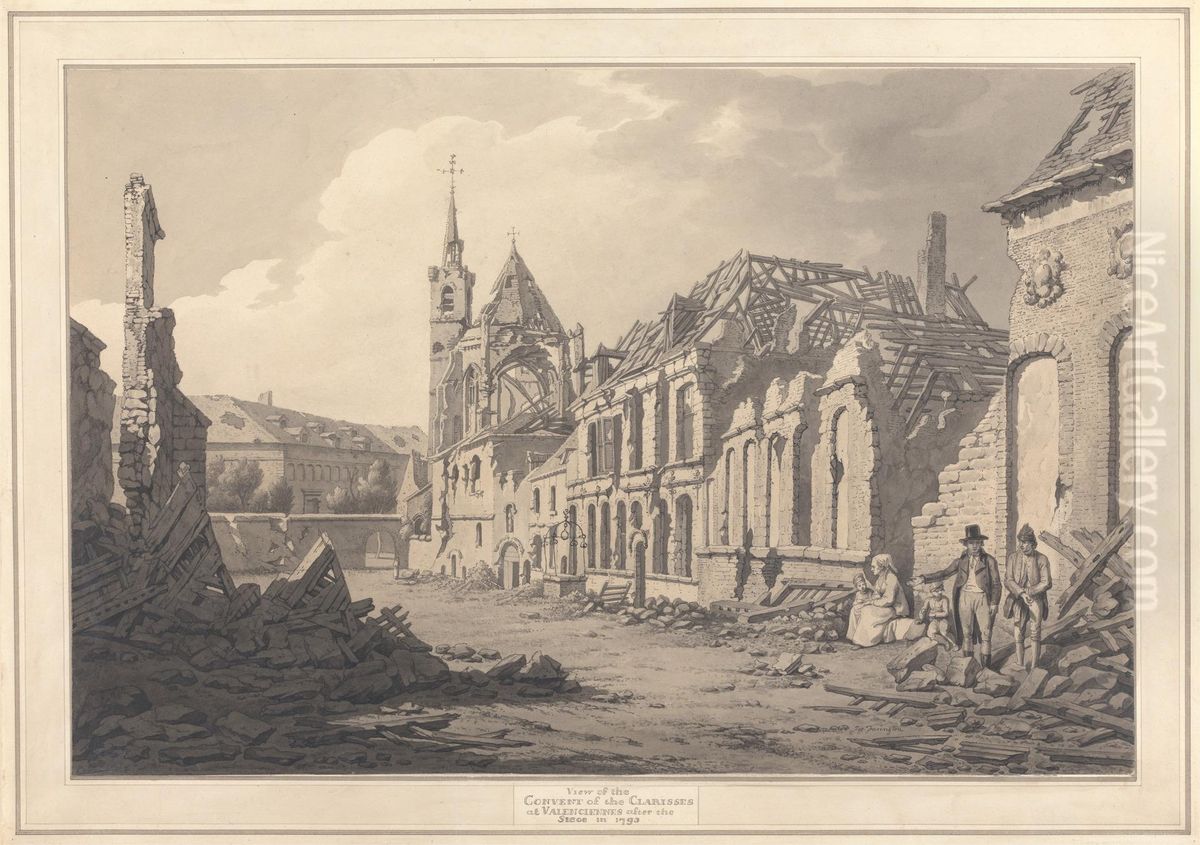 View of the Convent of the Clarisses at Valenciennes after the Seige Oil Painting by Joseph Farington