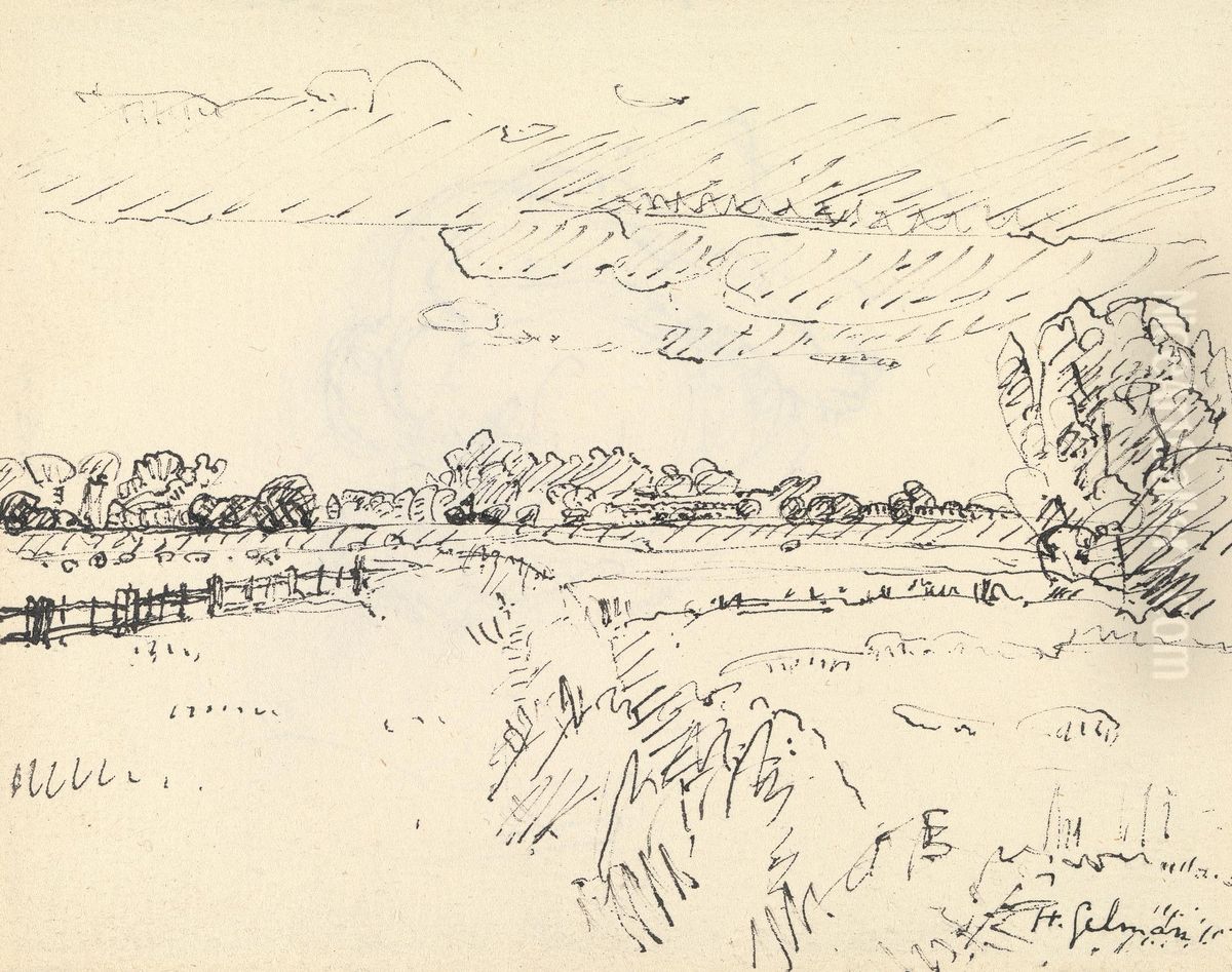 Romney Marsh Oil Painting by Harold Gilman