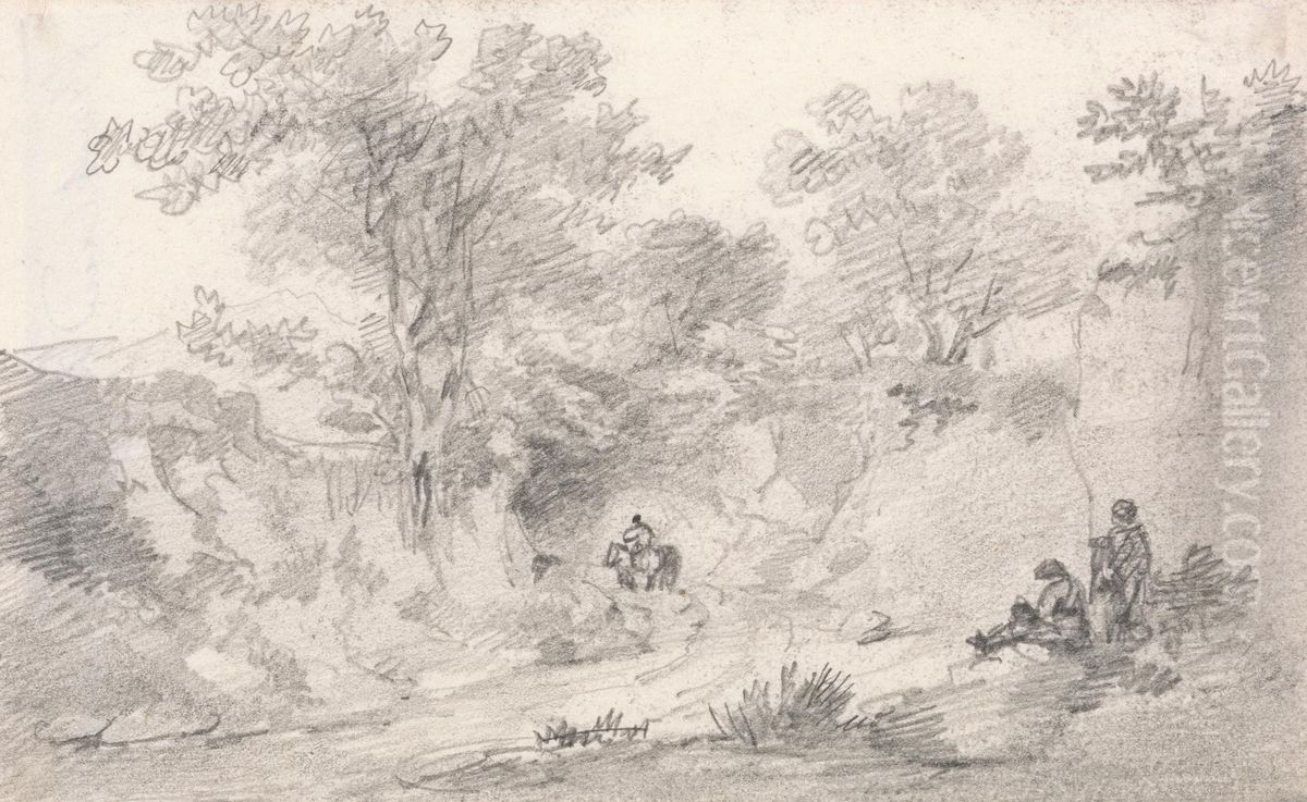 Lane with Figures, May 1802 Oil Painting by Sir George Beaumont, 7th Baronet