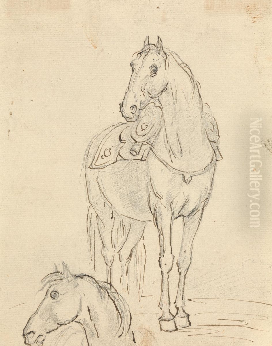 Study of a Saddled Horse and Horse's Head Oil Painting by Sawrey Gilpin
