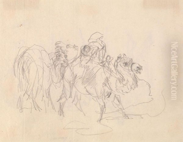 Figures on camels Oil Painting by Sawrey Gilpin