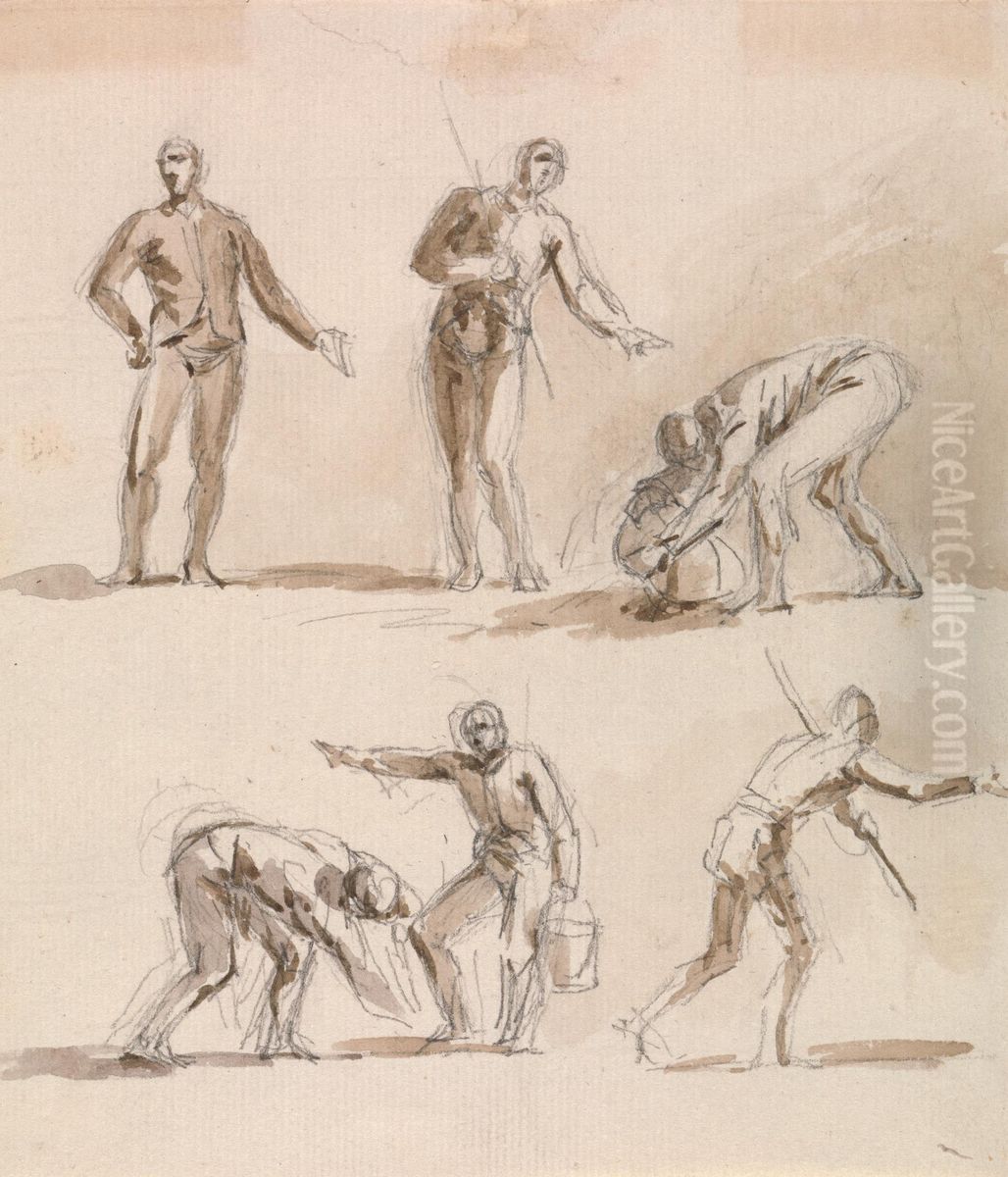 Studies of figures in several different positions Oil Painting by Sawrey Gilpin