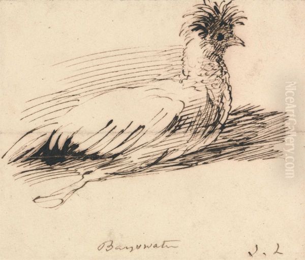 A Hen Oil Painting by John Linnell