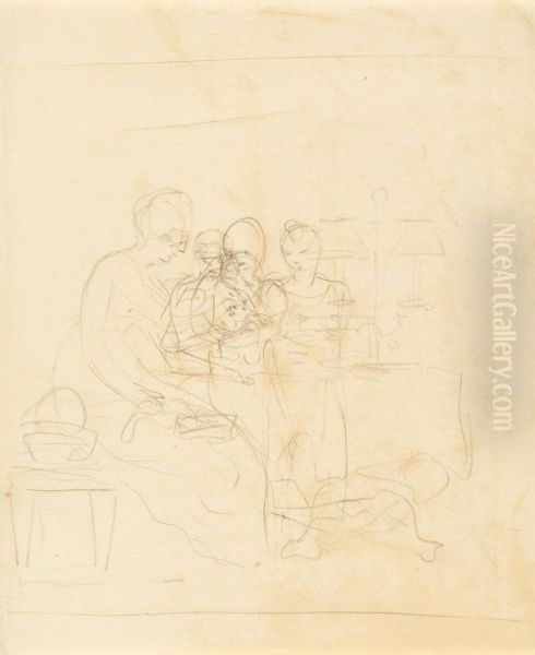 Sketch for a Family Group Oil Painting by Benjamin West