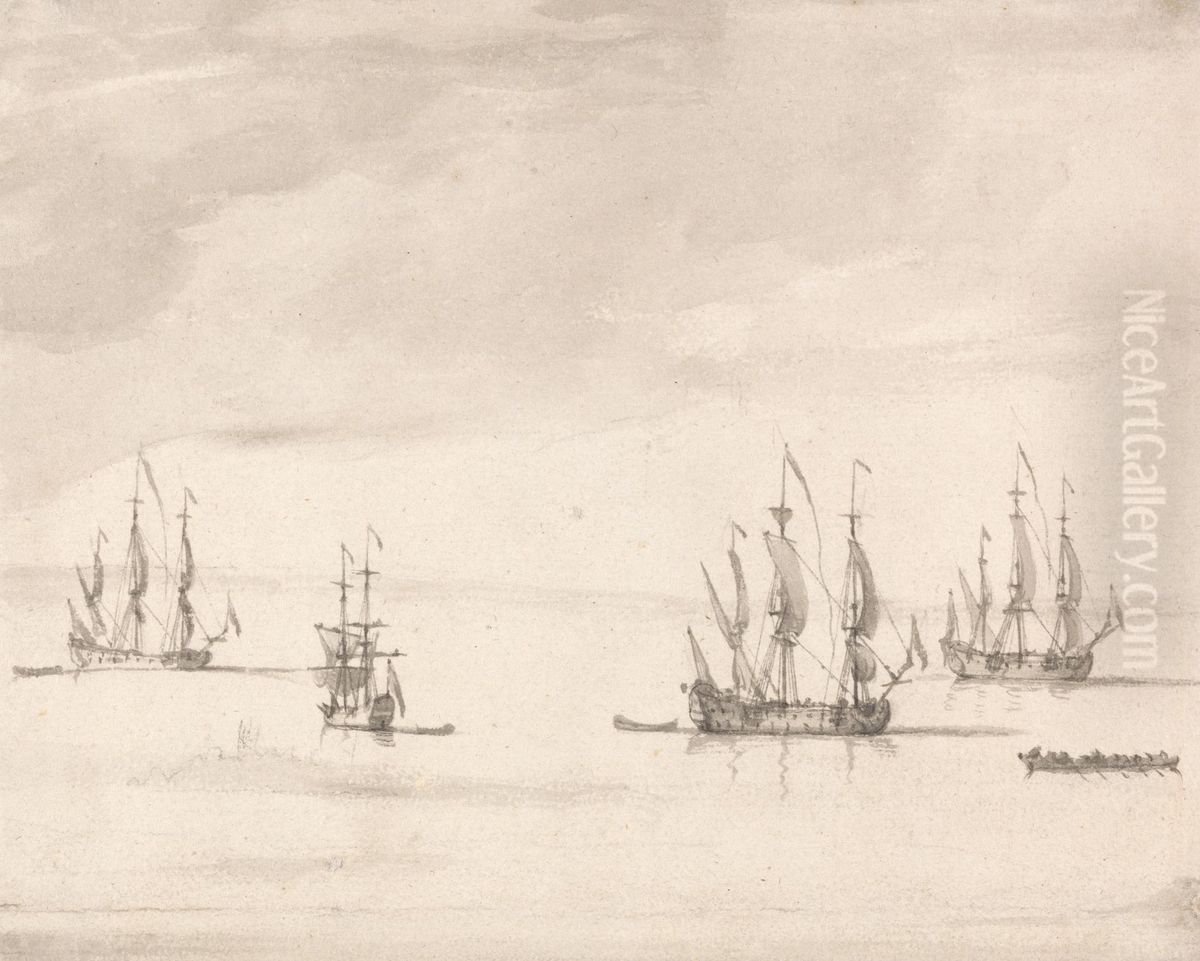 Men of War off Sheerness Oil Painting by Peter Monamy