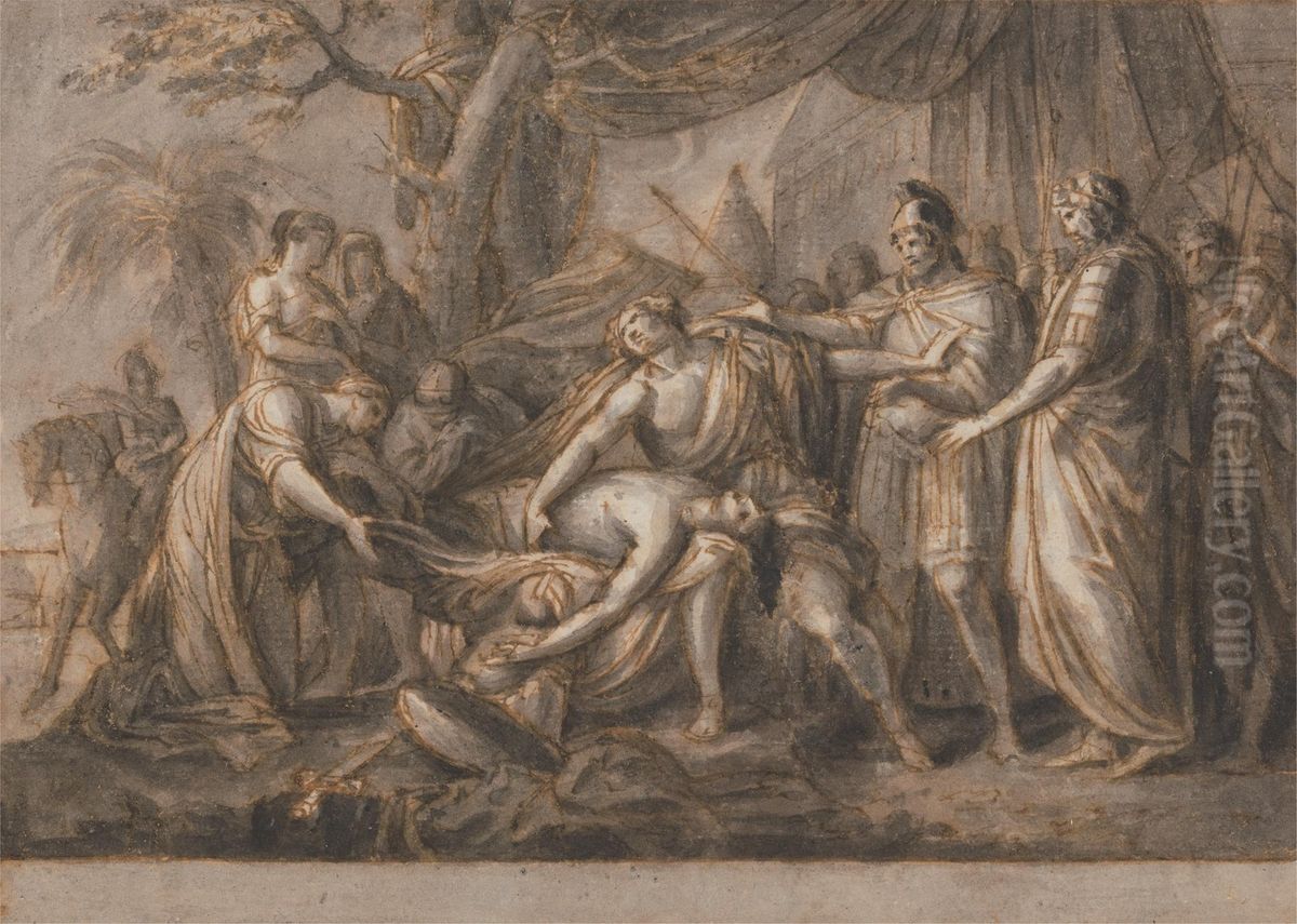 Achilles Lamenting the Death of Patroclus Oil Painting by Gavin Hamilton
