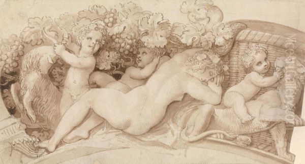 Relief Design for a Silver Salt Cellar Oil Painting by Thomas Stothard