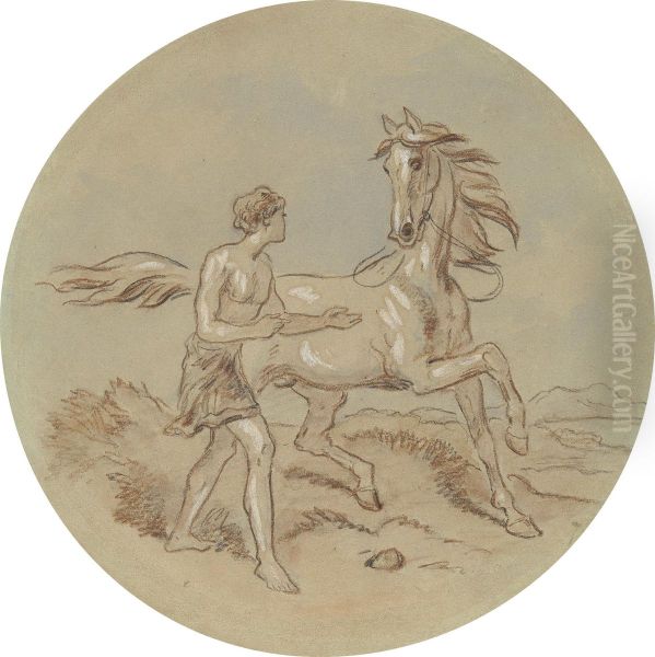 One of eighteen designs for a series of plates illustrating Venus and Adonis Oil Painting by Hablot Knight Browne