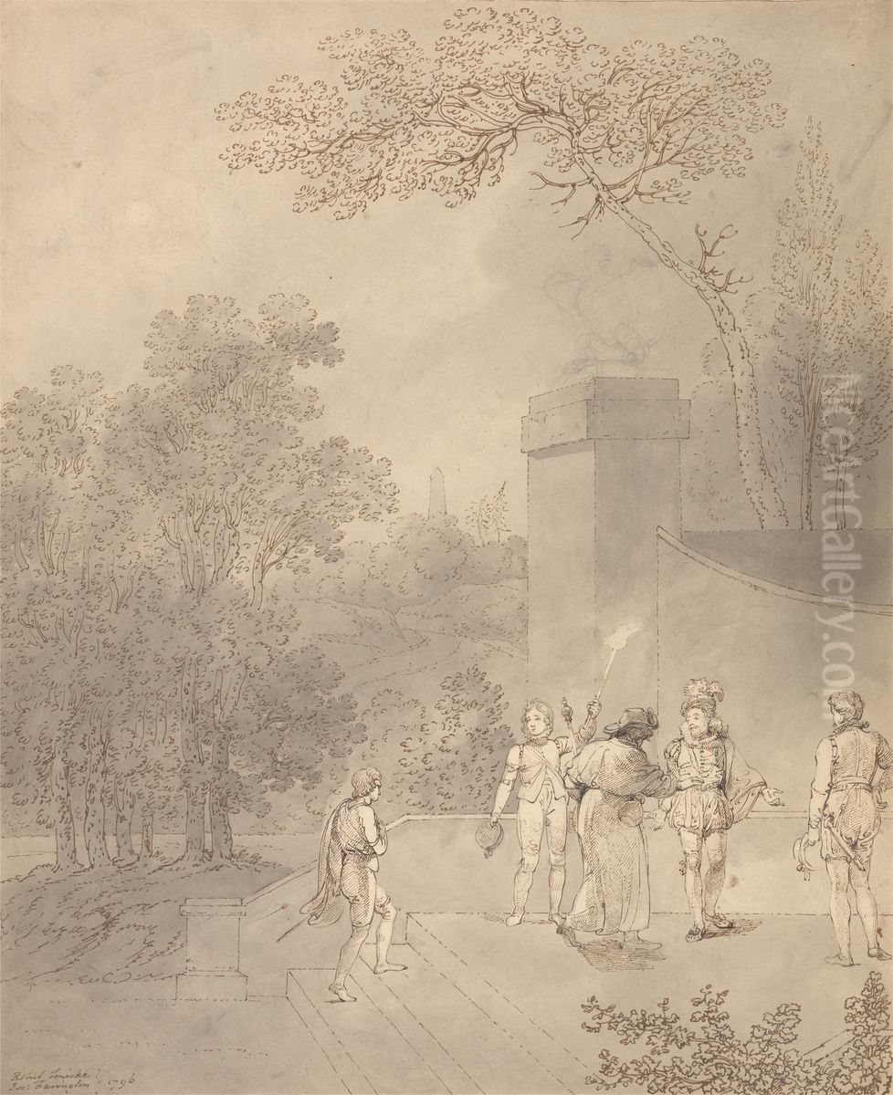 A Pilgrim Oil Painting by Joseph Farington